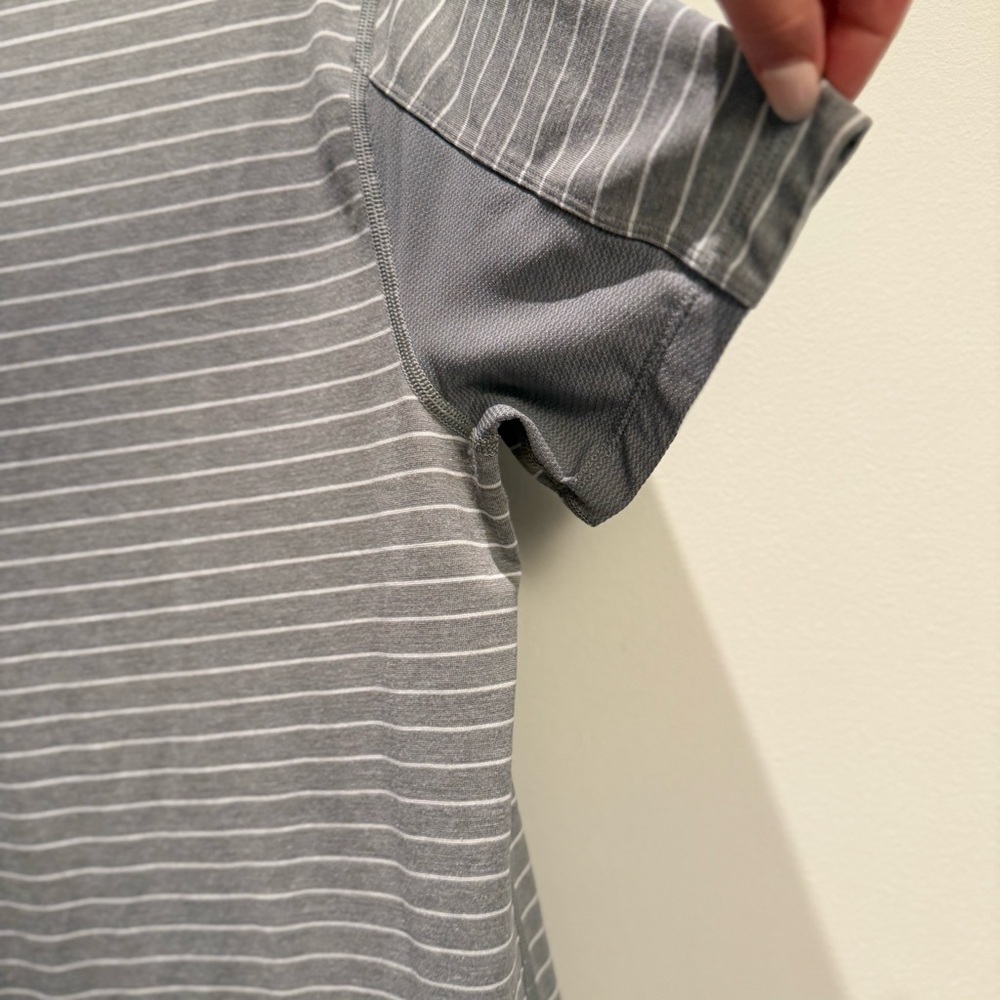 Lululemon Gray & White Striped Polo Shirt  Size Small Men’s - Picture 6 of 11